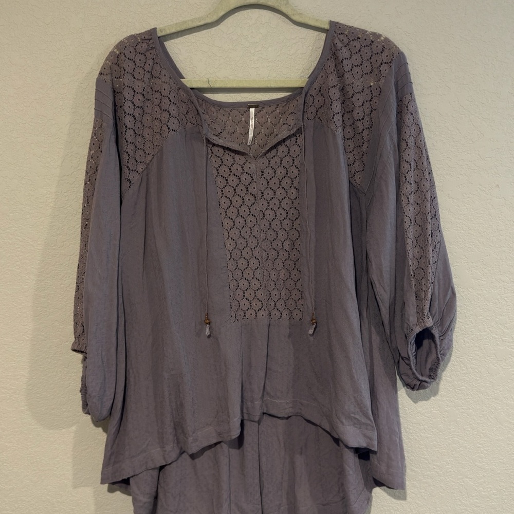 Free People Purple Blue Embellished Blouse - Picture 2 of 4